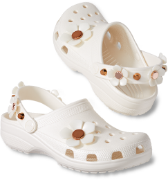 metallic blooms crocs